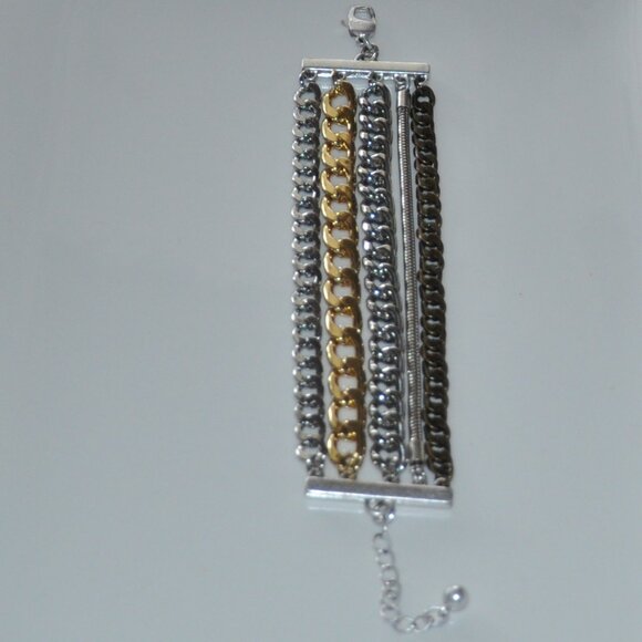 Jenny Bird Austin Multi Stand Mixed Metal Chain Link Bracelet Cuff - Picture 5 of 5